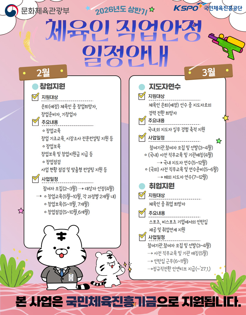 2026년 상반기 체육인 직업안정 사업 안내